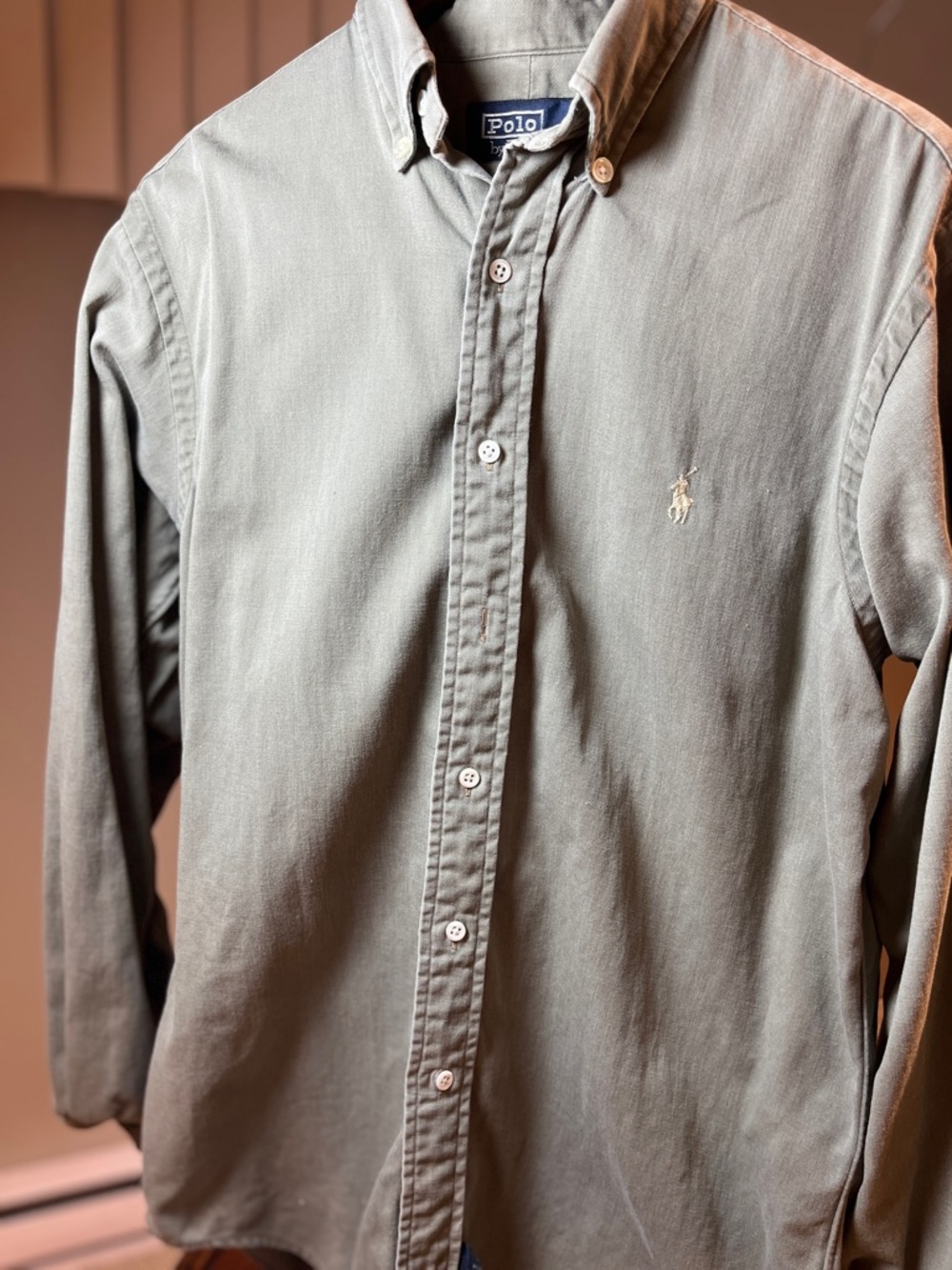 Polo by Ralph Lauren Oxford Olive-Tan Long-Sleeve Button-Down Shirt
